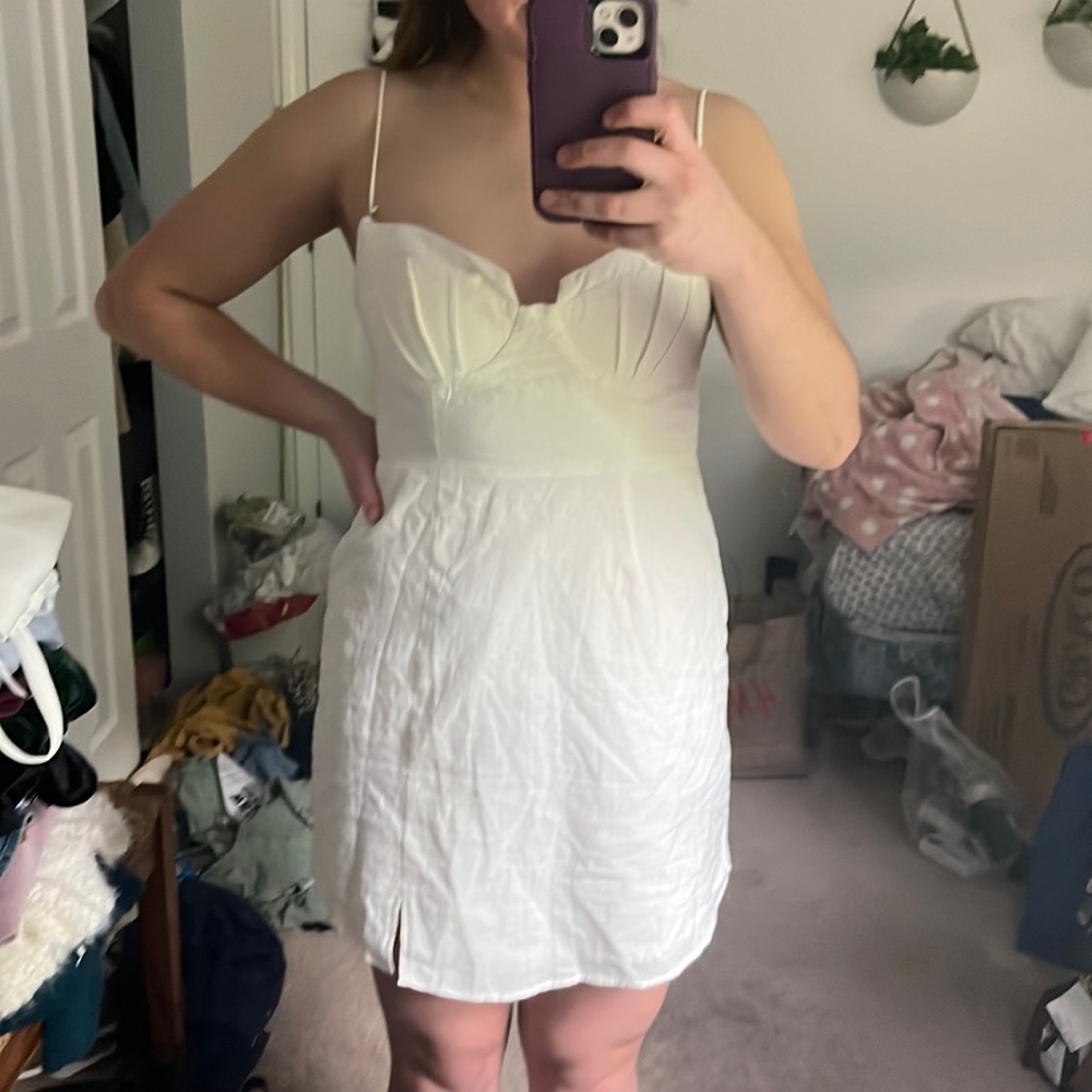 White mini graduation dress